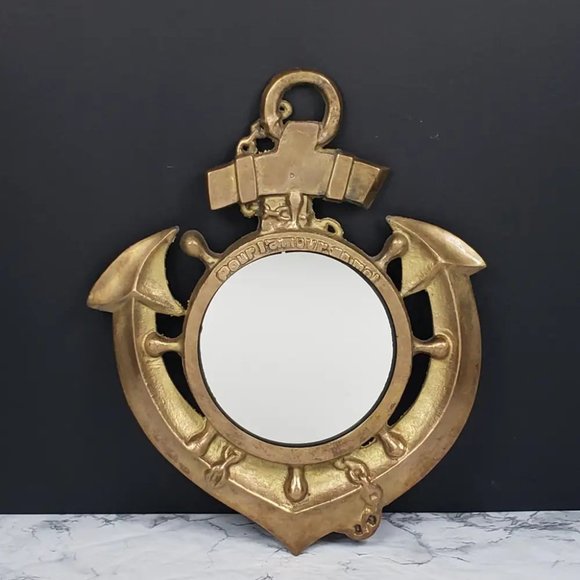 US Navy Chief Brass Anchor Mirror Vintage - Picture 8 of 8